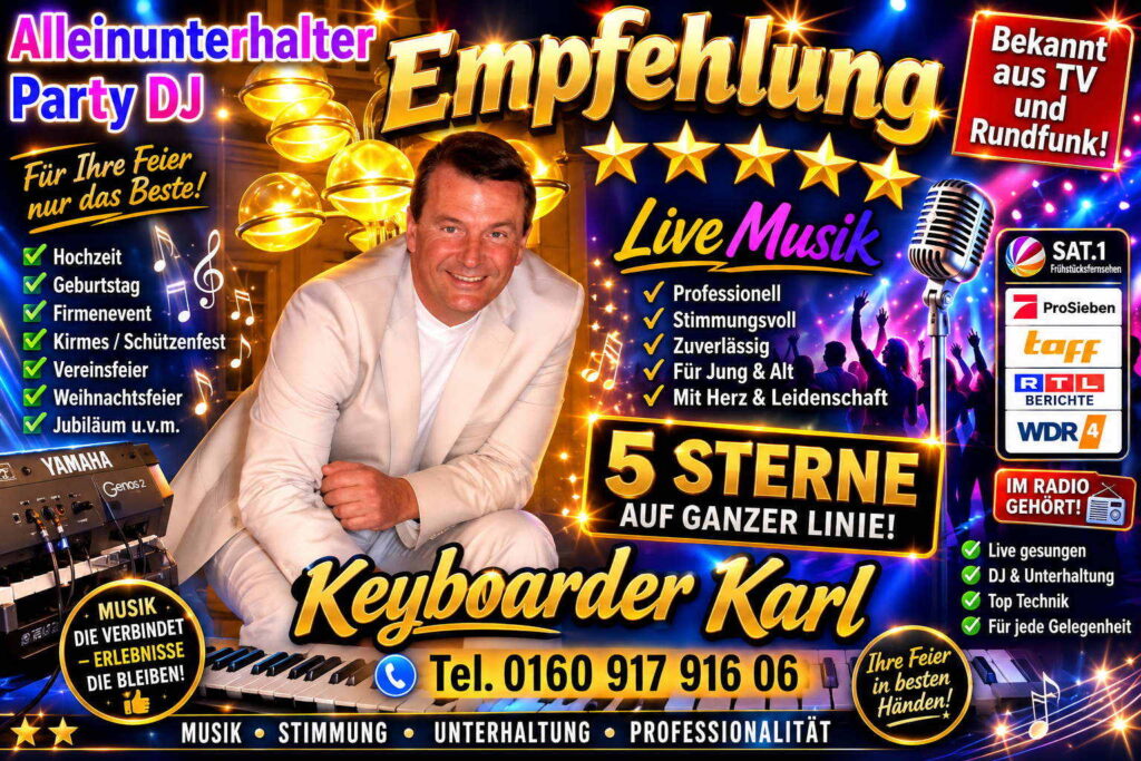 Alleinunterhalter Koeln - Phantastische Musik inkl Anlage zum Festpreis